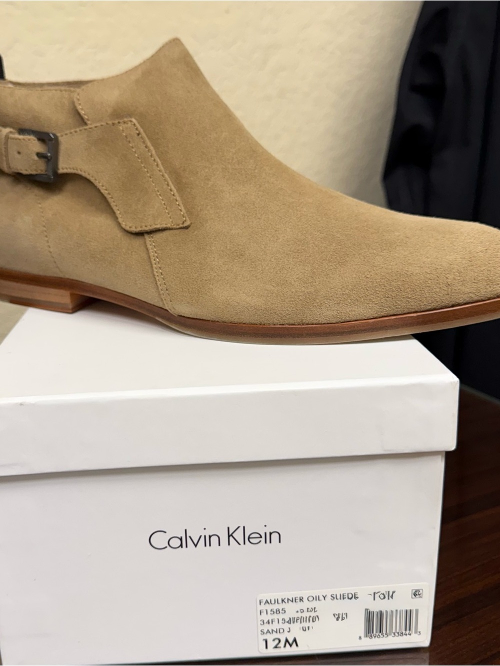 Calvin Klein Sand Suede Men’s Chukka Boot with Buckle
